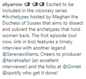 Screenshot from a guest's instagram confirming Markle wasn't the one interviewing them